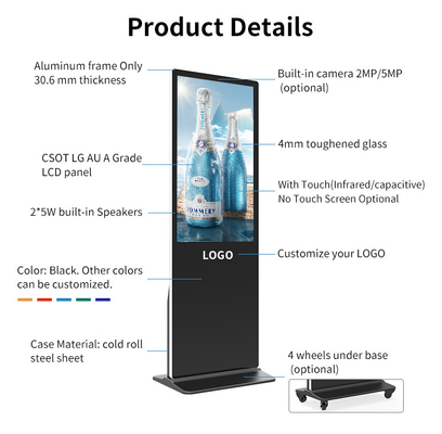 Reklama wewnętrzna LCD Stojak podłogowy Digital Signage Transparent