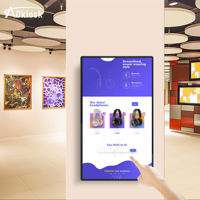Naścienny odtwarzacz reklamowy Android, 32-calowy interaktywny kiosk z ekranem dotykowym